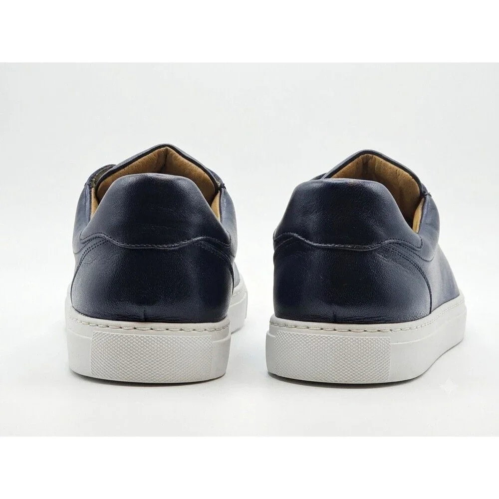 Magnanni Navy Leather Low Top Sneakers Size 13 M Spain Cupsole Mens 21419 EUC